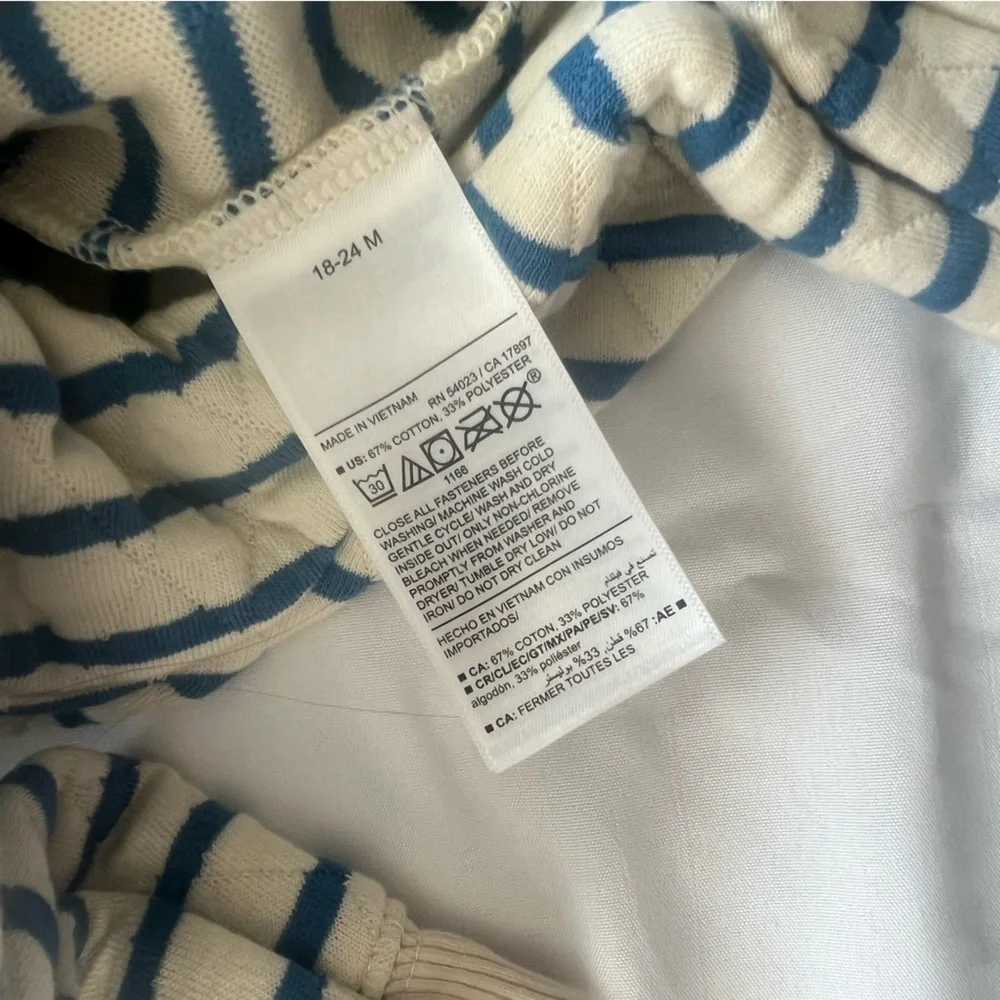 Old Navy Unisex Striped Blue and White Quilted Kids One Piece Size 18-24 Months